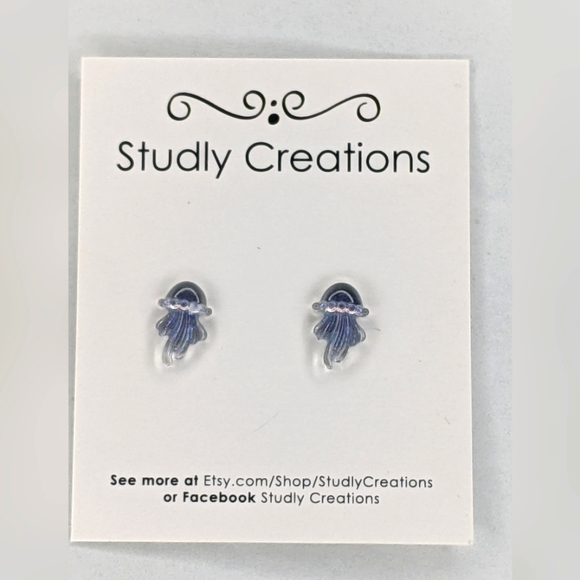 Studlycreations jellyfish irridecent sparkle mini earrings - Picture 1 of 3